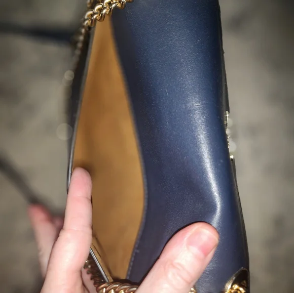 Coach Full Size Klare Bag In Navy Blue With Woven Front. - Picture 10 of 15